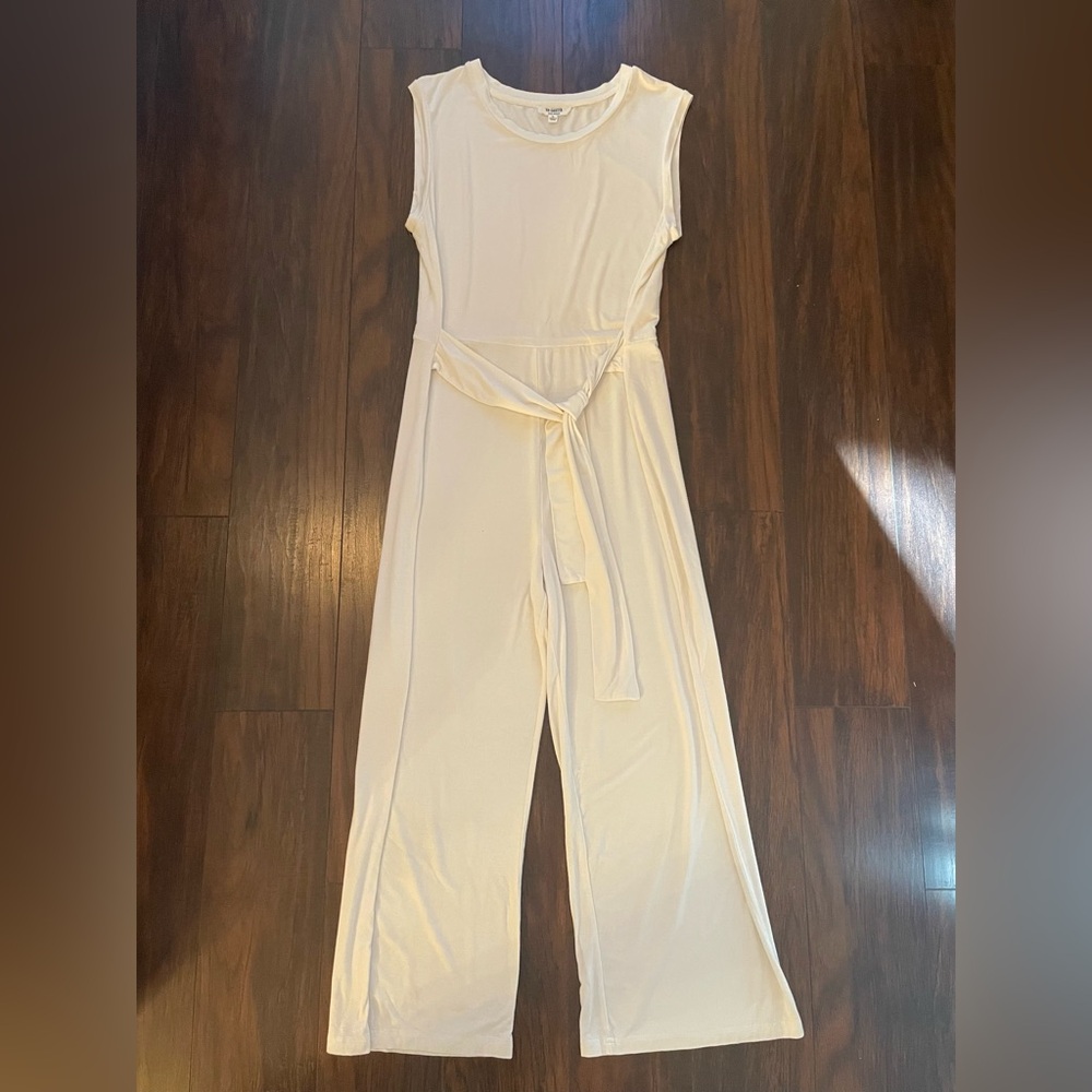 BB Dakota Cream Sleeveless Jumpsuit – Wide-Leg, Casual Chic | Size L